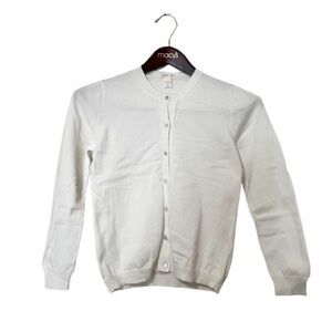 J. Crew Girl’s Kid’s Off White Button Cardigan 100% Cotton Crewneck Sweater